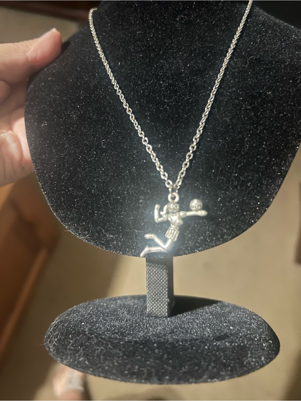 Silver Volleyball Player Pendant Necklace - Women's Jewelry